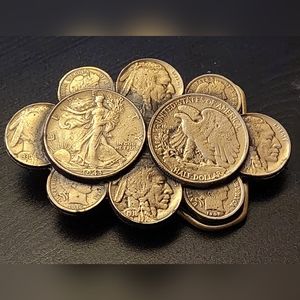 Vintage Buckle -The Great American Buckle Co. Silver US Coins Belt Buckle